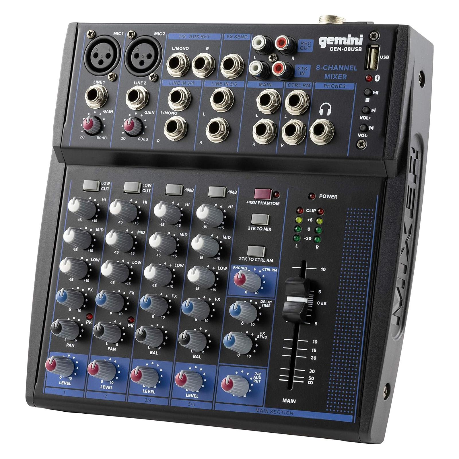 Photos - Mixing Desk Gemini GEM-08USB 8 Channel Bluetooth Audio Mixer Pack 